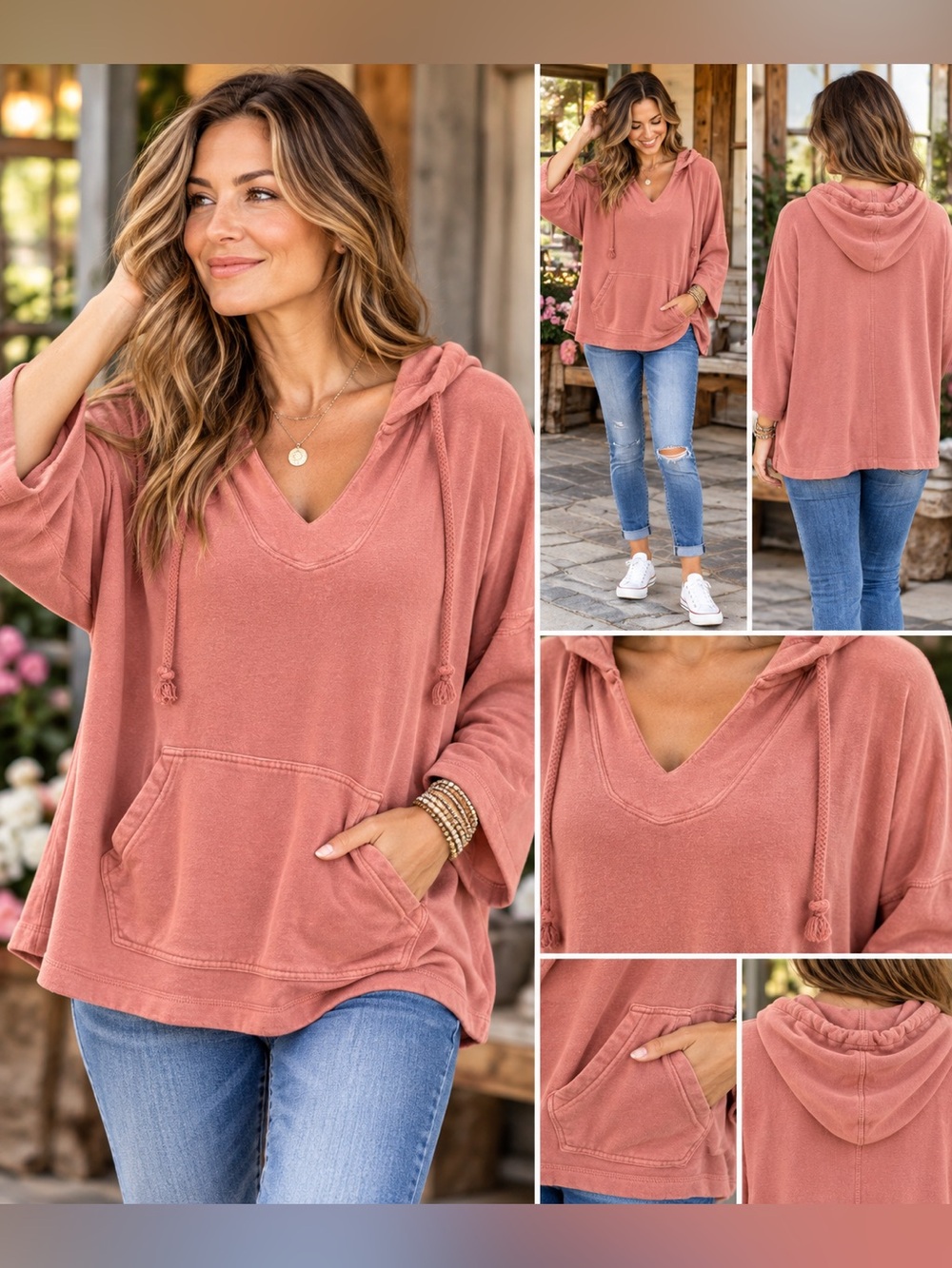 TOAD&CO Women's Dusty Rose Pullover Sweatert, Hemp/ Organic Cotton Blend- size L